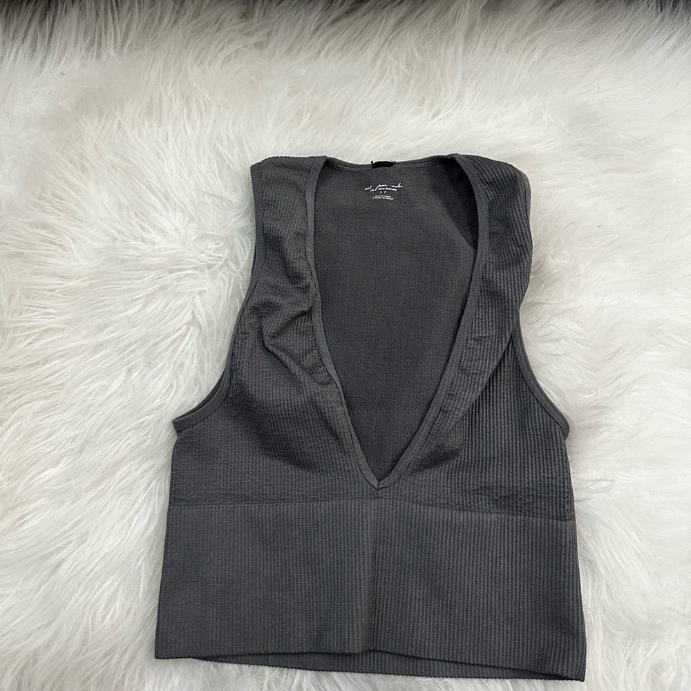Urban Outfitters Gray Ribbed Crop Top